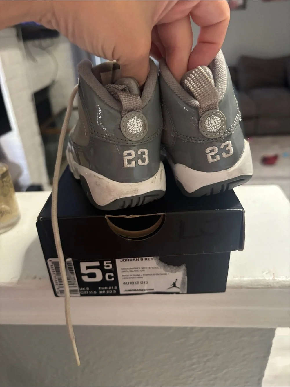 Jordan Kids Grey and White High-Top Sneaker